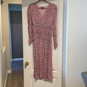 AFRM pink floral dress with front slit